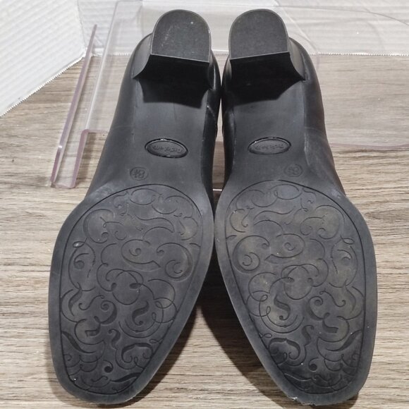 Dr. Scholl's Chip Comfort Shoes Sz 8 1/2  Black Leather Preppy Dress Heels - Picture 10 of 12